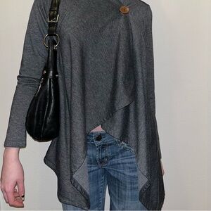 BoBeau grey asymmetrical wrap sweater